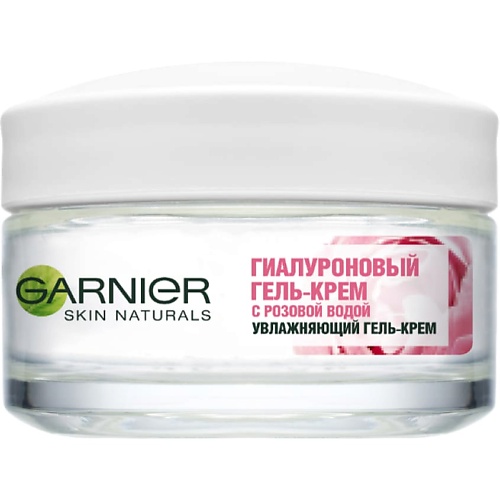 GARNIER Гиалуроновый Гель-Крем с розовой водой, увлажняет, придает сияние, для всех типов кожи, даже чувствительной Skin Naturals