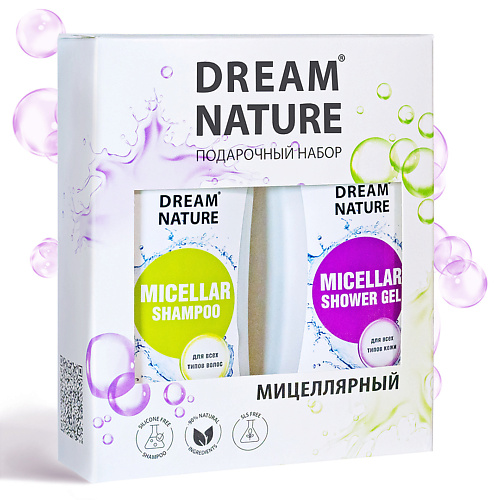 DREAM NATURE Подарочный набор для женщин 2в1 "Мицеллярный": гель и шампунь