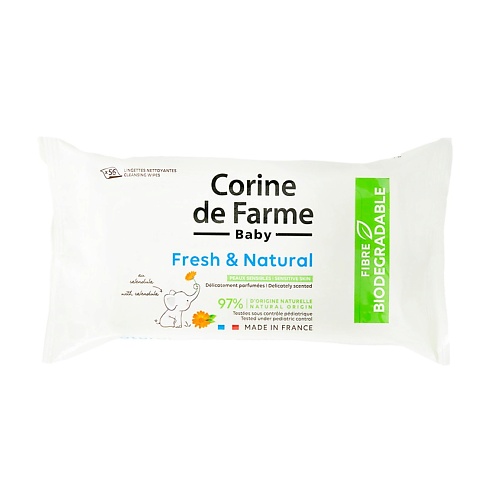 CORINE DE FARME Влажные Салфетки для Детей с Календулой "Свежесть" Fresh & Natural