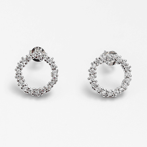 SHINE & BEAUTY Серьги-гвоздики покрытые серебром с кристаллами Swarovski