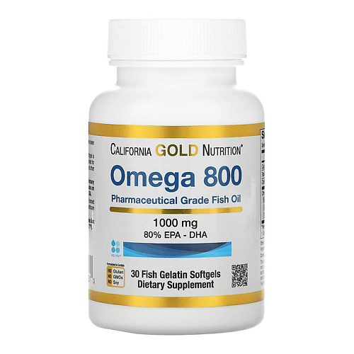 CALIFORNIA GOLD NUTRITION Омега 800, рыбий жир фармацевтической степени чистоты, 80% ЭПК/ДГК в форме триглицеридов Omega 800