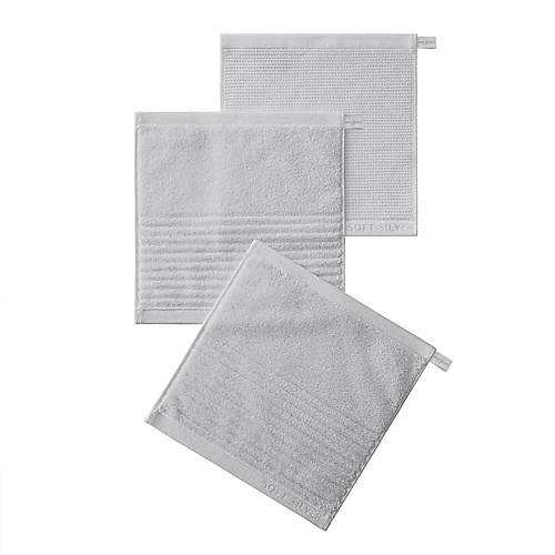 SOFT SILVER Набор Antibacterial Cotton Towels, махровые салфетки 3 шт., 30х30 см. Цвет: «Благородное серебро» (серый)