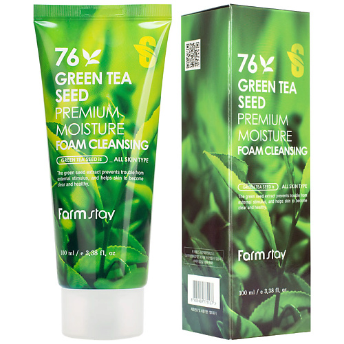 FARMSTAY Пенка для лица очищающая увлажняющая с семенами зеленого чая Green Tea Seed Premium Moisture Foam Cleansing