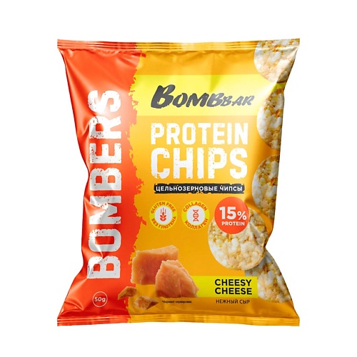 BOMBBAR Чипсы цельнозерновые протеиновые со вкусом "Нежный сыр"
