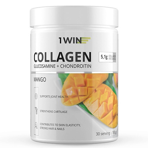 1WIN Коллаген с витамином C, Хондроитином и Глюкозамином, манго Dietary Supplement Collagen + Vitamine C + Glukosamine + Chondroitin, Mango