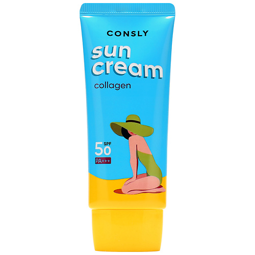 CONSLY Крем солнцезащитный с морским коллагеном SPF 50/PA для нормальной и сухой кожи Sunblock With Marine Collagen Spf 50+/Pa+++ For Normal And Dry Skin