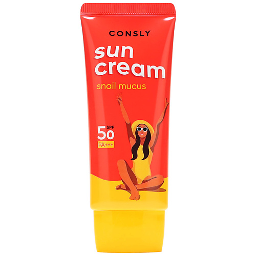 CONSLY Крем солнцезащитный с муцином улитки SPF 50/PA для комбинированной и жирной кожи Sunscreen With Snail Mucin Spf 50+/Pa+++ For Combination And Oily Skin