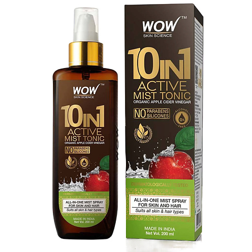 WOW SKIN SCIENCE Тоник-спрей 10-в-1 для лица и волос 10 In 1 Active Mist Tonic With Natural Apple Cider Vinegar