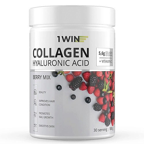 1WIN Коллаген с витамином C и с гиалуроновой кислотой, ягодный микс Dietary Supplement Collagen + Vitamine C + Hyaluronic Acid, Berry Mix