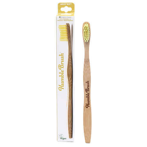 THE HUMBLE CO Зубная щетка для взрослых из бамбука желтая мягкая щетина