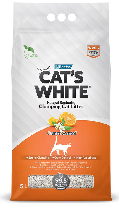 Наполнитель Cats White Orange с ароматом апельсина комкующийся бентонит  4,25кг 5 л