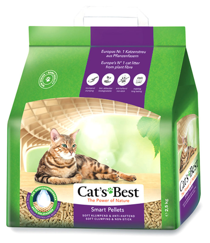 Наполнитель Cats Best Smart Pellets комкующийся древесный без запаха 2,5кг 5 л