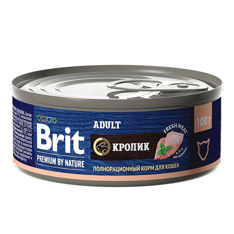 Влажный корм для кошек Brit Premium by Nature Кролик 0,1 кг