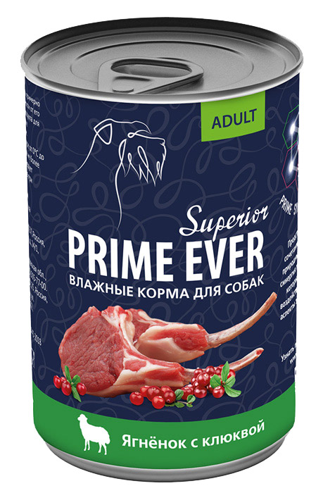 Влажный корм для собак Prime Ever Superior ягнёнок с клюквой 0,4 кг