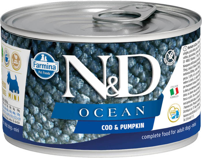 Влажный корм для собак Farmina N & D Ocean Cod & Pumpkin Mini с треской и тыквой для маленьких пород 0,14 кг