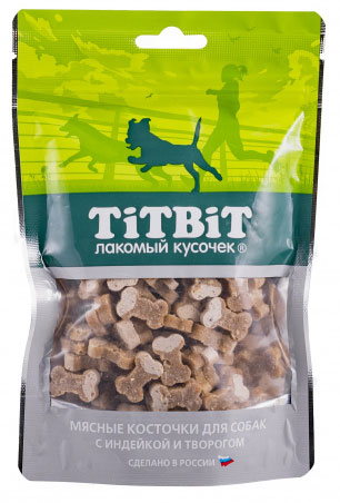 Лакомство для собак Titbit Косточки мясные с индейкой и творогом 0,145 кг