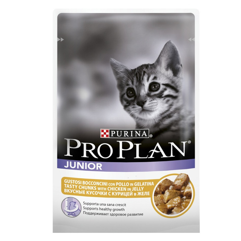 Влажный корм для кошек Purina Pro Plan Junior Feline with Chicken pouch в желе 0,085 кг