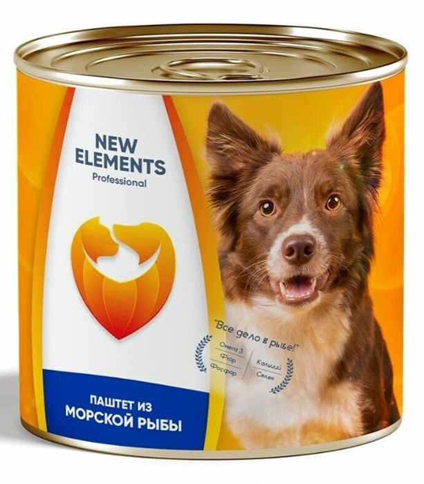 Влажный корм для собак New Elements Professional Паштет из морской рыбы 0,34 кг