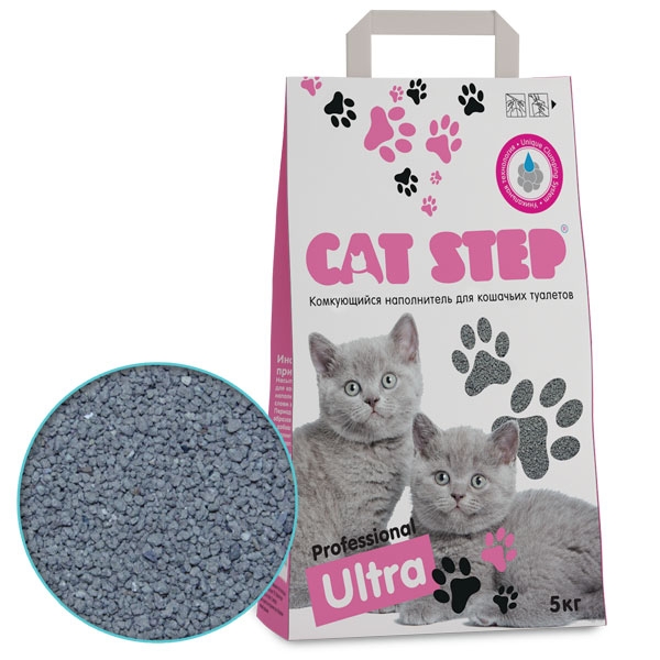 Наполнитель Cat Step Professional Ultra комкующийся для кошачьих туалетов впитывающий бентонит без запаха 5кг