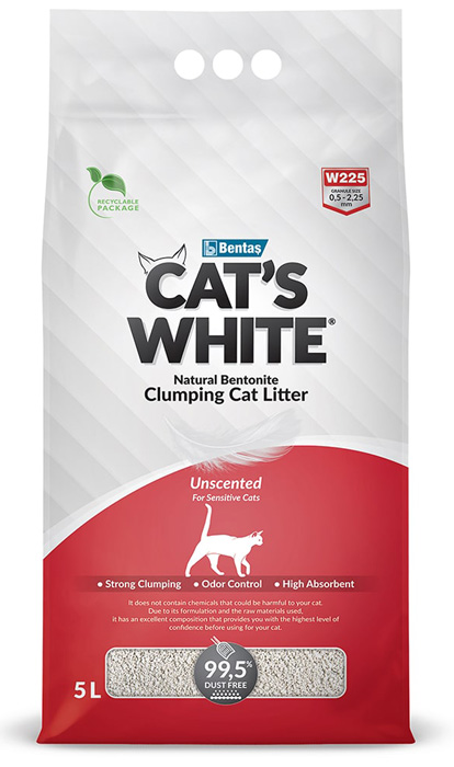 Наполнитель Cats White Natural натуральный без ароматизатора комкующийся бентонит  4,25кг 5 л