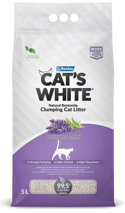 Наполнитель Cats White Lavender с нежным ароматом лаванды комкующийся бентонит  4,25кг 5 л