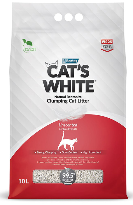 Наполнитель Cats White Natural натуральный без ароматизатора комкующийся бентонит  8,5кг 10 л