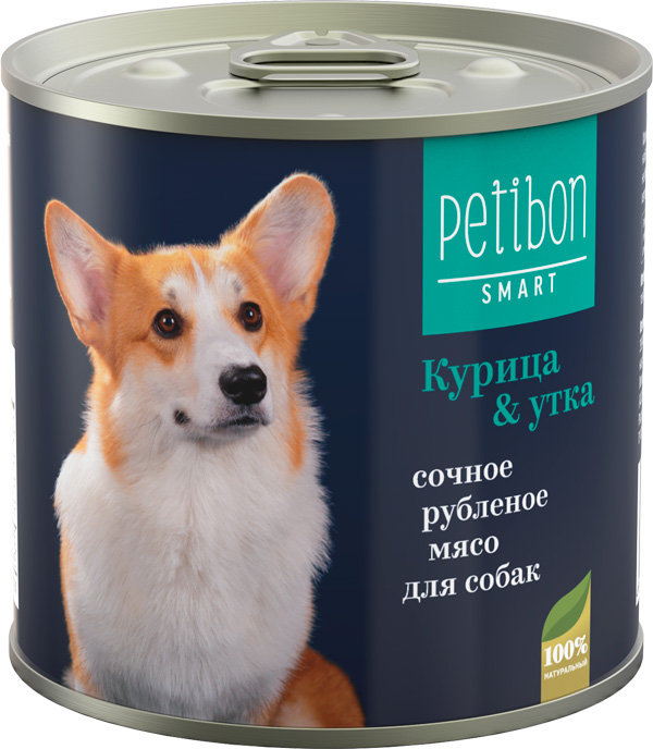 Влажный корм для собак Petibon Smart Рубленое мясо с курицей и уткой 0,24 кг