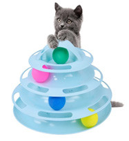 Игрушка Чистый котик для кошек Трек-башня с мячиками синия