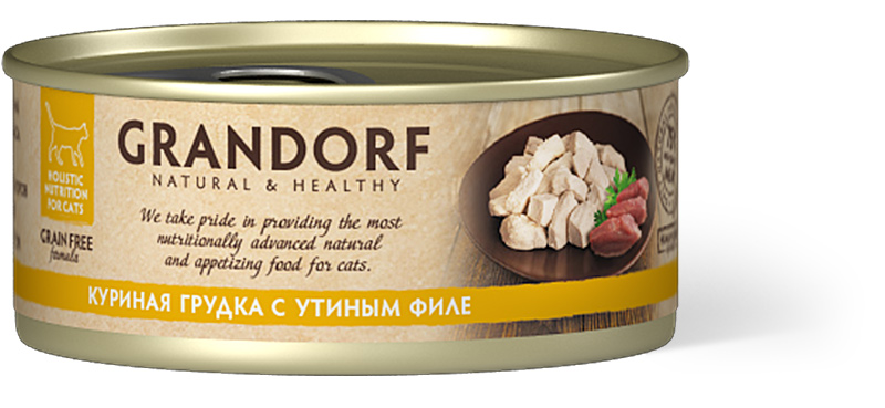 Влажный корм для кошек Grandorf Куриная грудка с утиным филе 0,07 кг