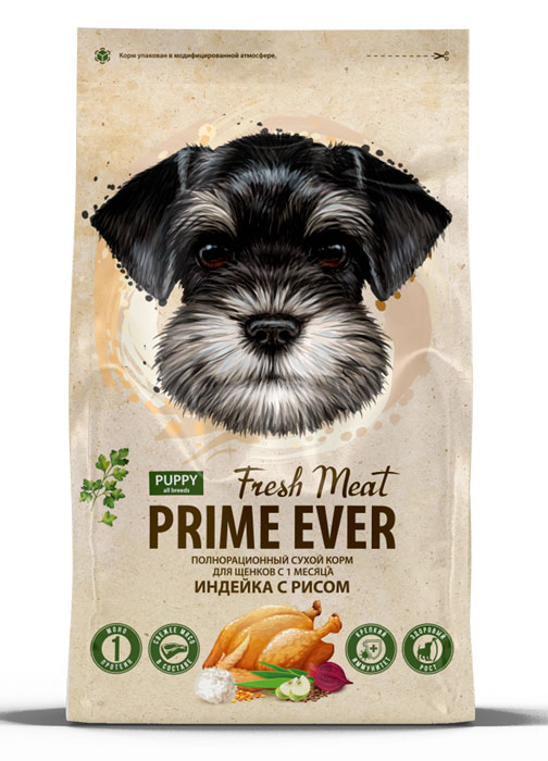 Сухой корм для щенков Prime Ever Fresh Meat Puppy Индейка с рисом полнорационный 7 кг