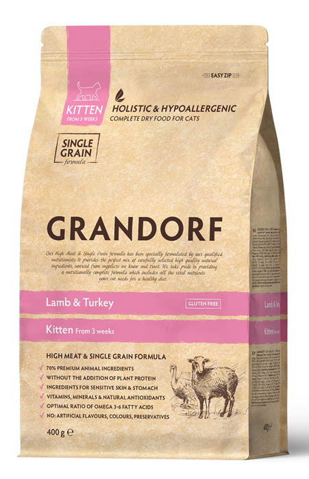 Сухой корм для котят Grandorf Kitten с ягненком и индейкой 0,4 кг