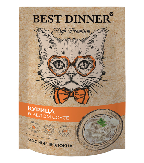 Влажный корм для кошек Best Dinner High Premium с курицей в белом соусе  0,085 кг