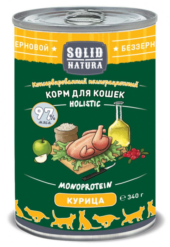 Влажный корм для кошек Solid Natura Holistic Курица 0,34 кг