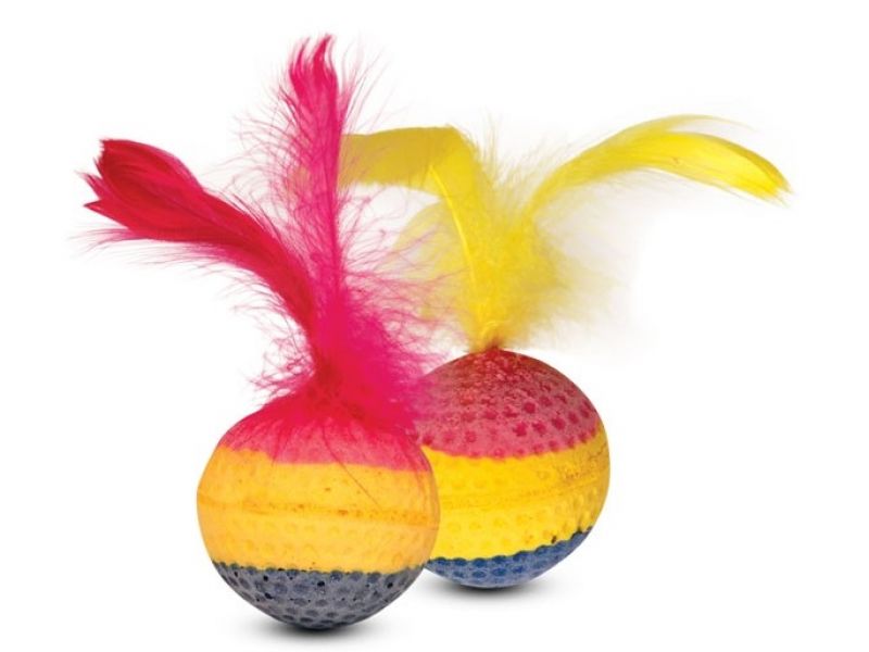 Метательная игрушка для кошек Triol Мяч радужный трехцветный зефирный 4 см