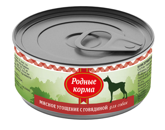 Влажный корм для собак Родные Корма Мясное угощение с Говядиной 0,1 кг
