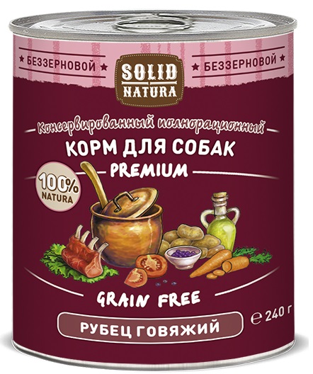 Влажный корм для собак Solid Natura Premium Рубец говяжий 0,24 кг