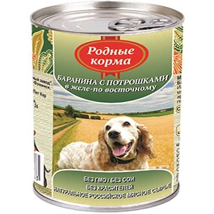 Влажный корм для собак Родные Корма Баранина с потрошками в желе по-восточному 0,41 кг