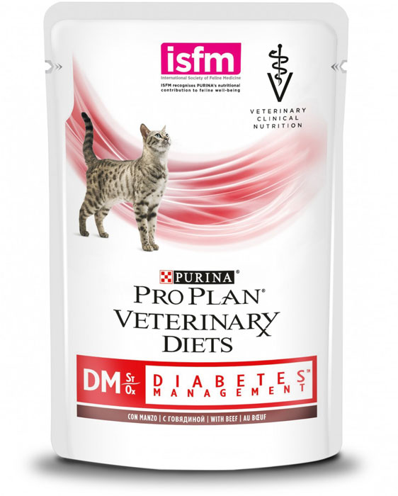 Влажный корм Purina Pro Plan Veterinary Diets Feline DM Diabetes Management при диабете с говядиной диета для кошек 0,085 кг