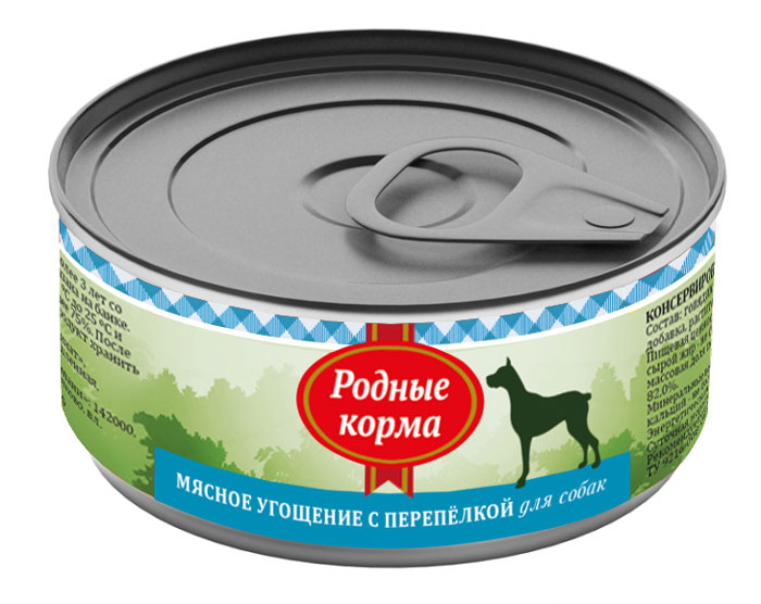 Влажный корм для собак Родные Корма Мясное угощение с Перепелкой 0,1 кг