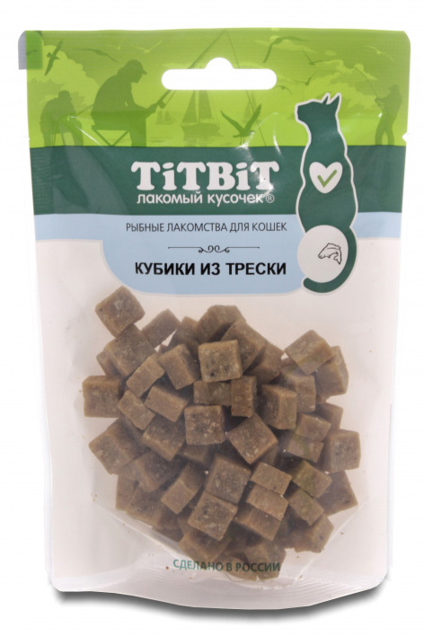 Лакомство для кошек Titbit Кубики из трески 0,06 кг