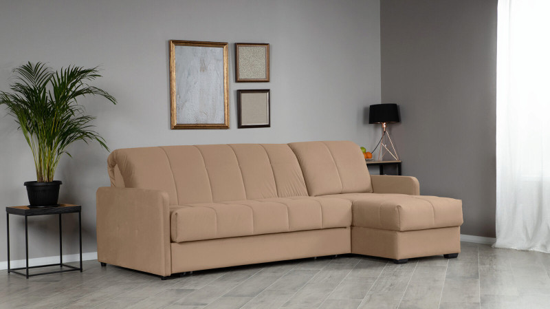 Угловой диван Domo Pro с узкими подлокотниками, стежка квадрат