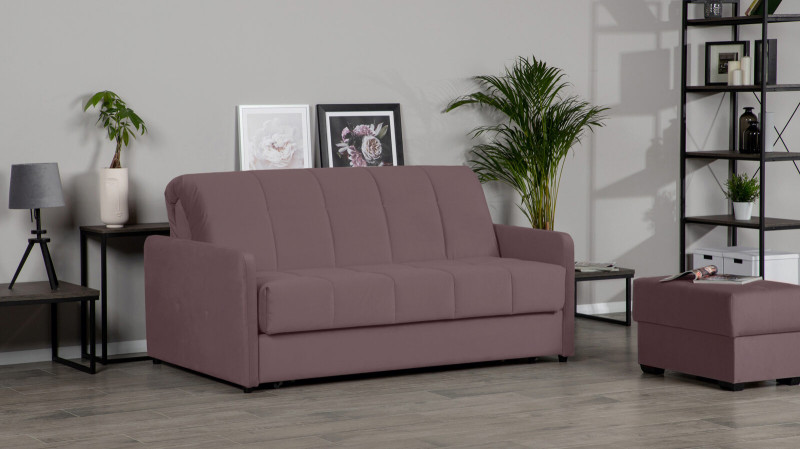 Прямой диван Domo Pro с узкими подлокотниками стежка квадрат