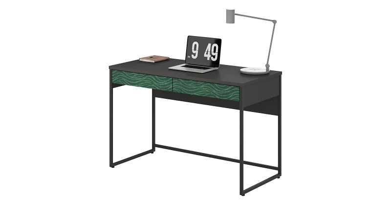 Стол письменный Lothar, цвет Черный Графит + Печать Зеленая волна