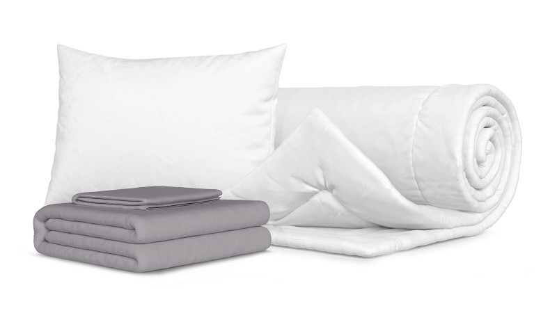 Комплект Одеяло Beat + Подушка Sky + Комплект постельного белья Comfort Cotton, цвет: Светло-серый