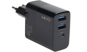 Сетевое зарядное устройство Mivo MP-300Q Quick Charger 33W GaN (2 USB+1 Type-C)