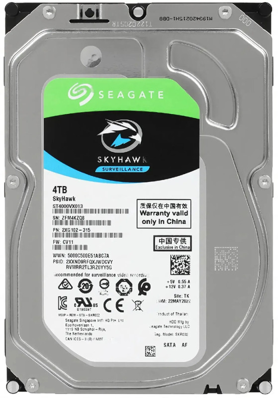 Жесткий диск Seagate Skyhawk ST4000VX013, 4ТБ, HDD, SATA III, 3.5"