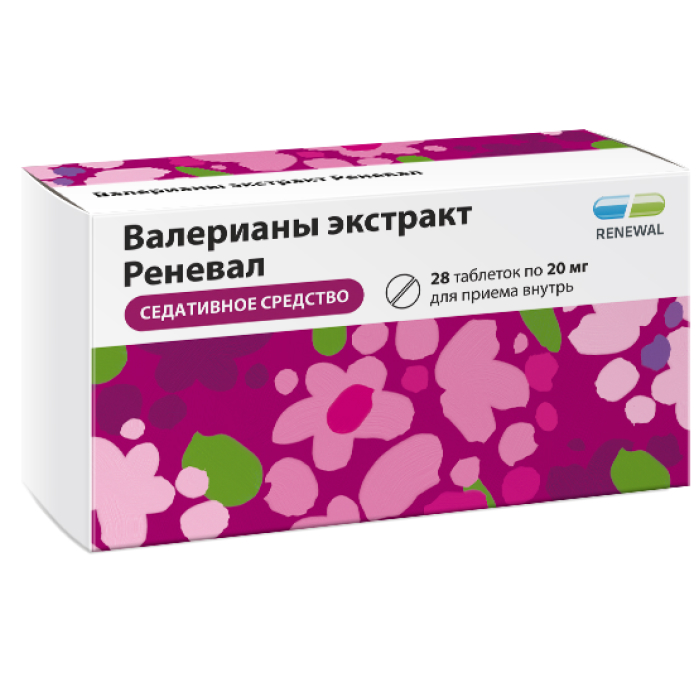 Валерианы экстракт Реневал таб п/о плен.20мг №28