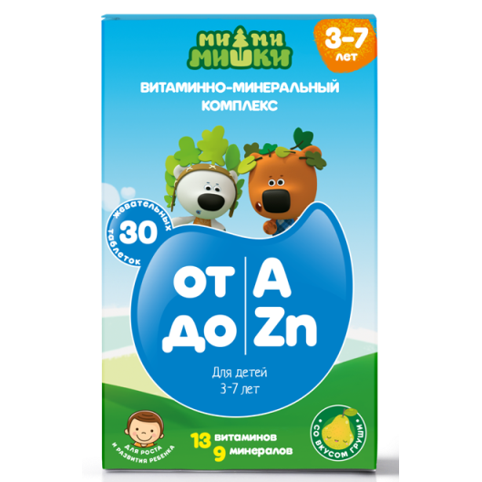 Ми-Ми-Мишки витаминно-минеральный комплекс д/детей 3-7 лет от А до Zn жев.таб. 860мг №30 БАД