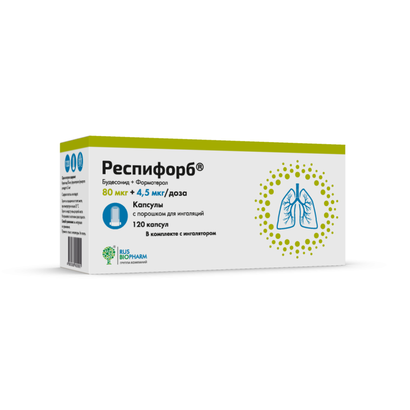 Респифорб капс д/ингал 80мкг+4,5мкг/доза №120 + устройство для ингаляций