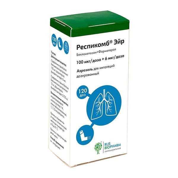 Респикомб Эйр аэр. д/инг. дозир. 100мкг+6мкг 120доз №1